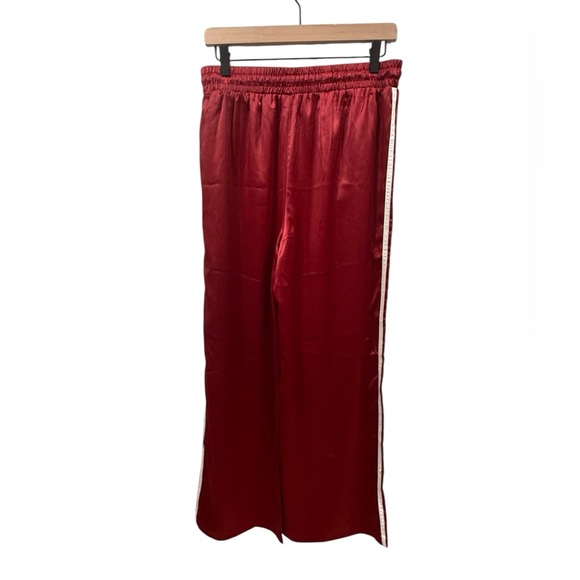 Mimosa Boutique Satin Track Pants Maroon Red‎ Crimson NWT Large - Picture 3 of 9